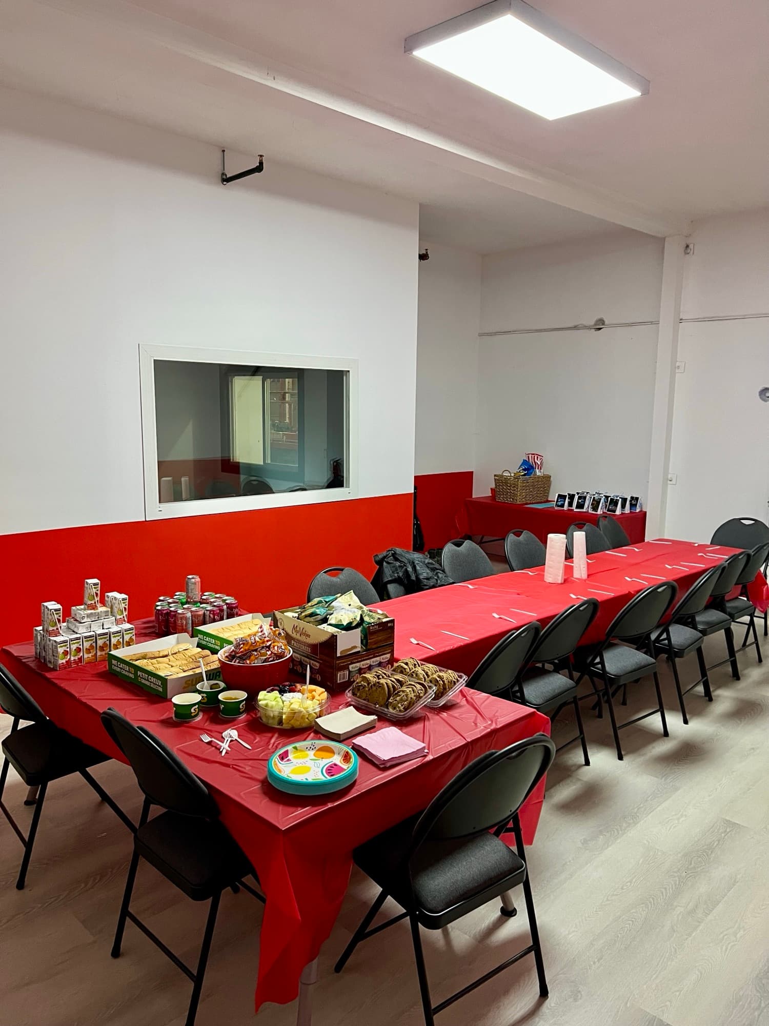 The private party room at Full 90 set up for cake and presents